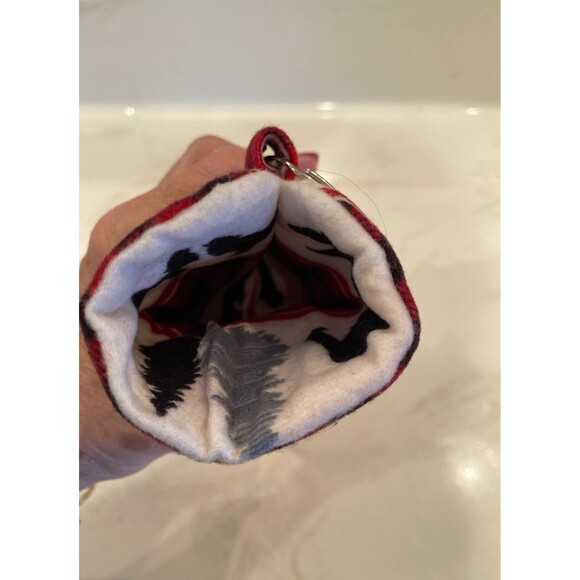 Eyeglass Case Distressed Flannel Look w/  Leaf & Moon Charms on Keyring Plaid - Picture 3 of 8